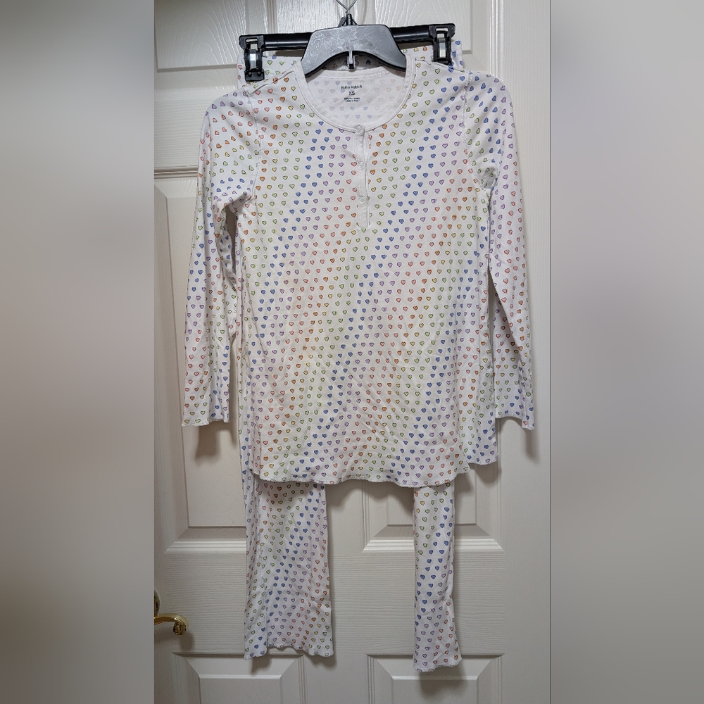 Roller Rabbit Disco Hearts Pajama Set In Rainbow White 100% Cotton Size XS